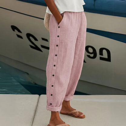 Caitlin | Pantalón de rayas con detalle de botones