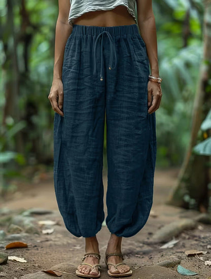 Pantalón de algodón holgado con cordón