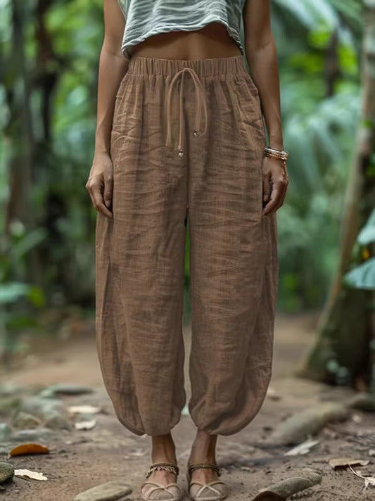 Pantalón de algodón holgado con cordón