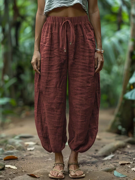Pantalón de algodón holgado con cordón