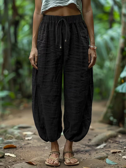 Pantalón de algodón holgado con cordón