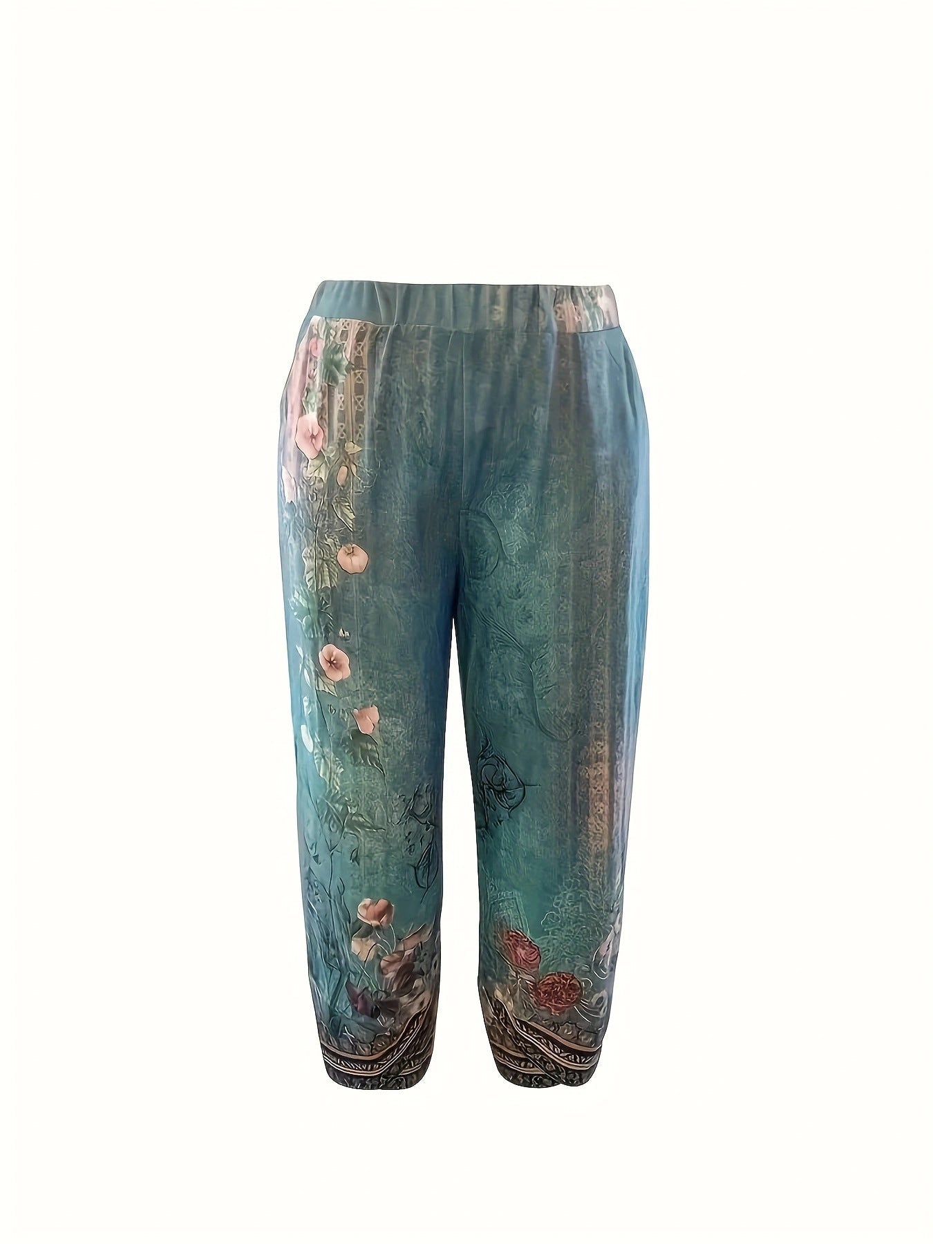 Pantalón ancho holgado con estampado floral