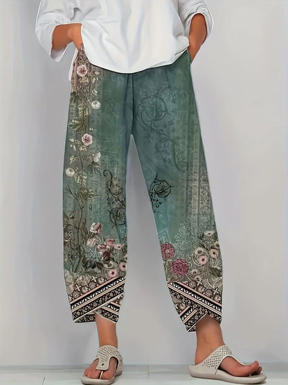 Pantalón ancho holgado con estampado floral