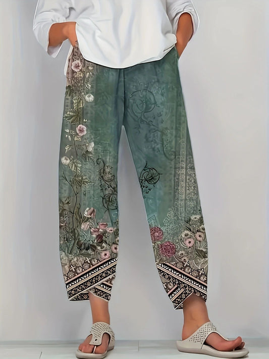 Pantalón ancho holgado con estampado floral